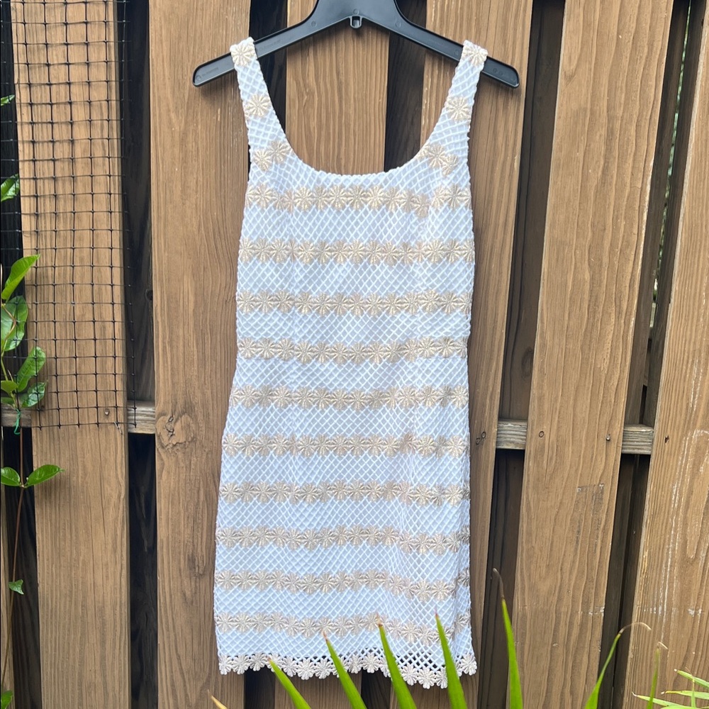Lilly Pulitzer White and Gold Mini Dress
